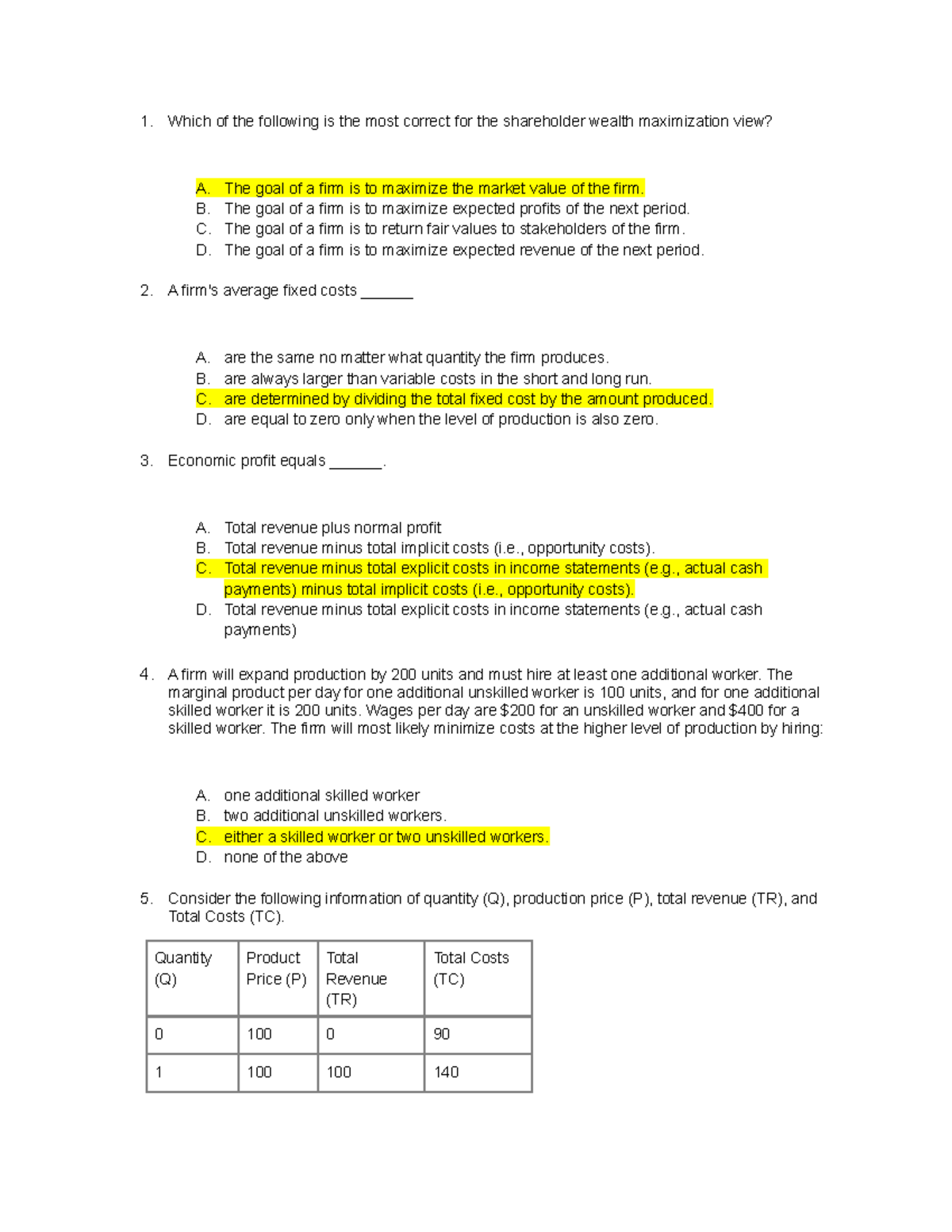 Econ Quiz 3 Solved - Principles Of Economics - Which Of The Following ...