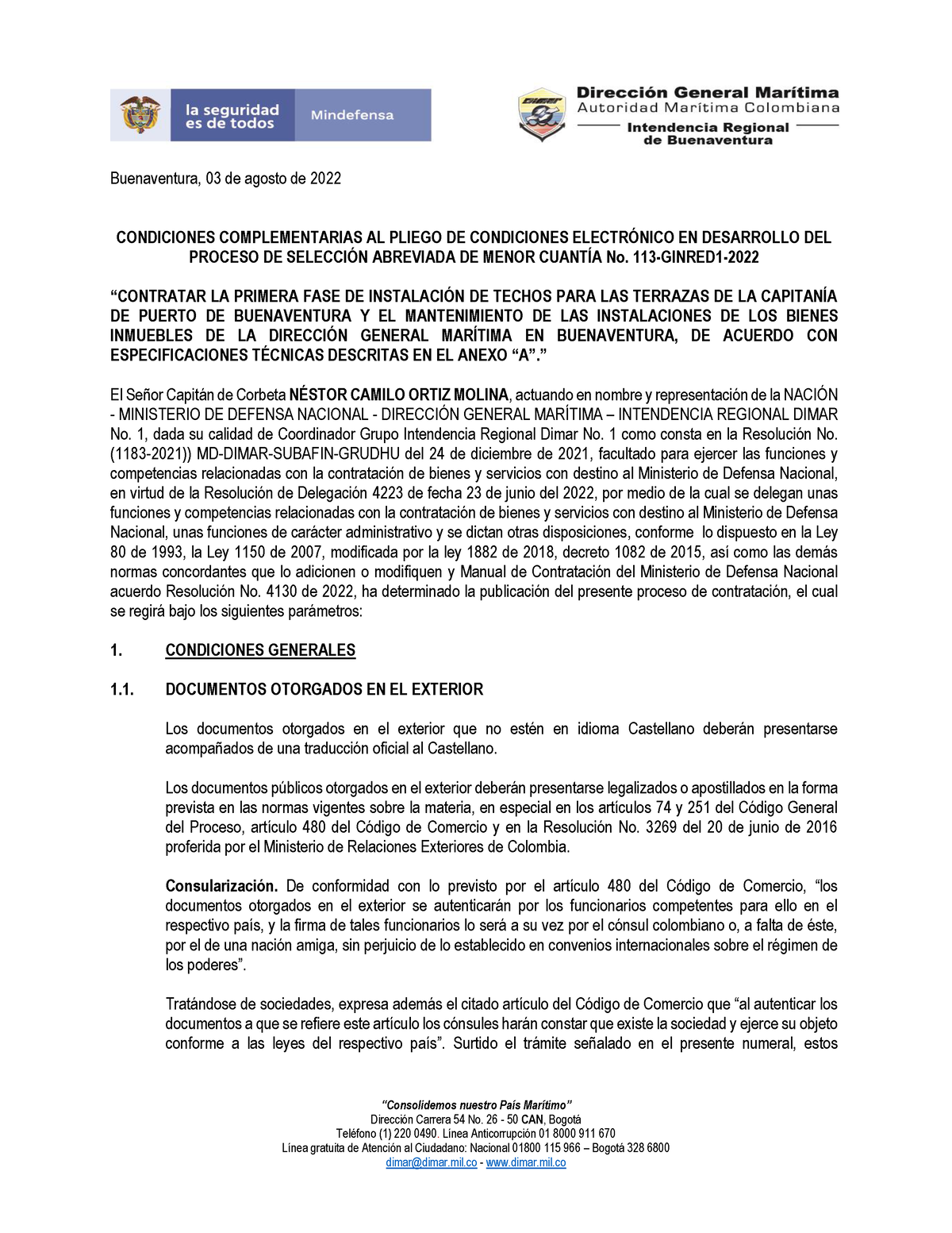 Generalidades Pliego Definitivo - SAMC 113- Ginred 1-2022