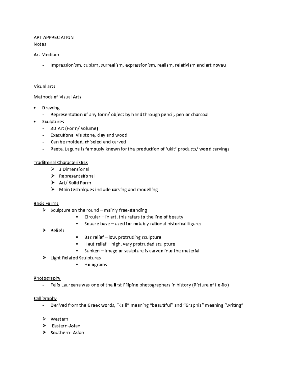 Art appreciation - Additional Notes for M2 - ART APPRECIATION Notes Art ...