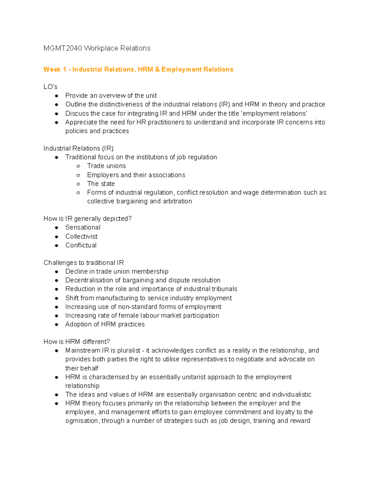 MGMT2040 Workplace Relations - Understanding of laws is imperative if ...