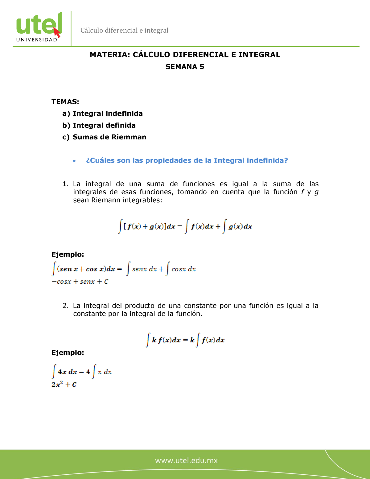 Calculo Diferencial E Integral Semana 5 PF - MATERIA: CÁLCULO ...