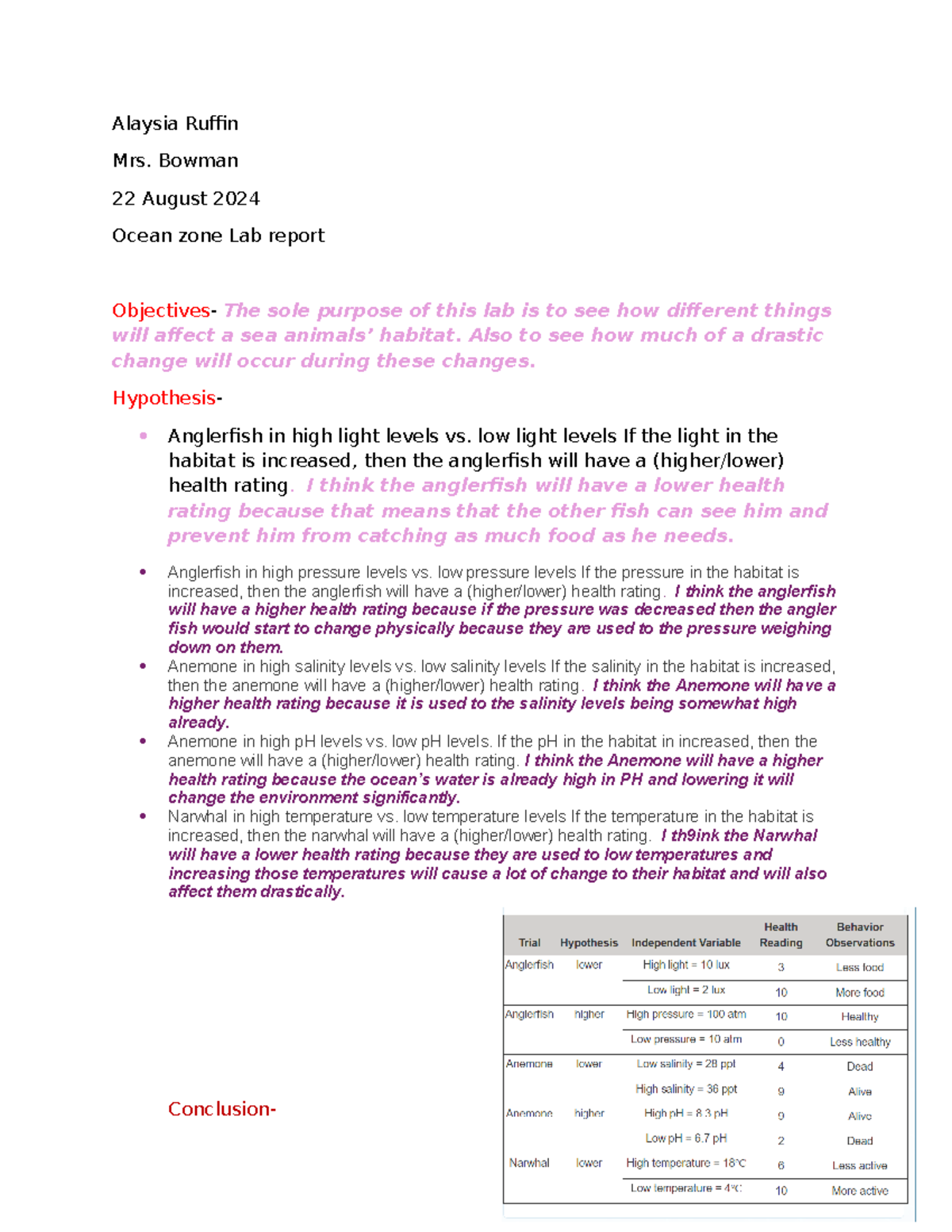 Ocean zone lab report - This is an lab assignment from Marine science ...