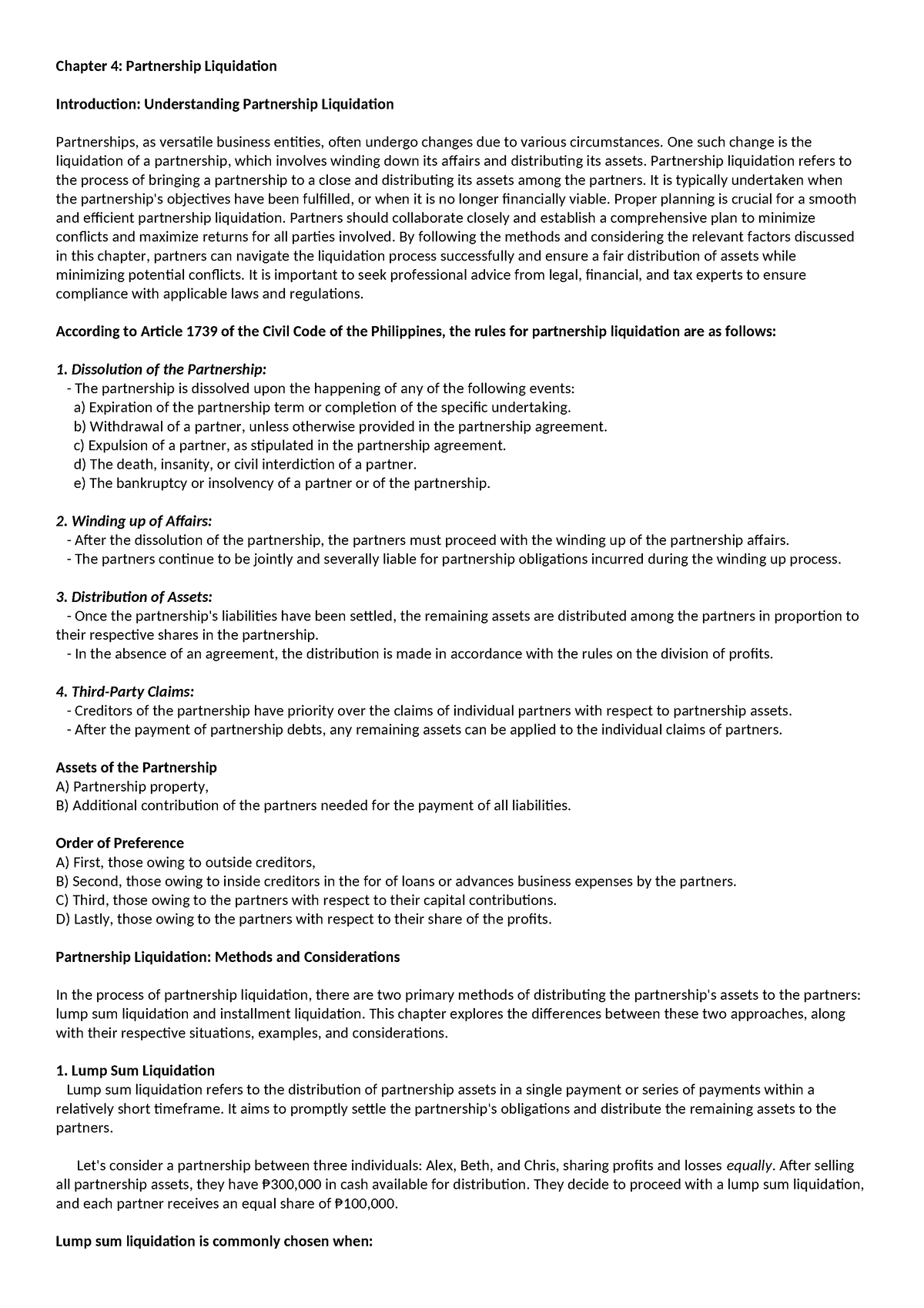 Partnership Liquidation - Chapter 4: Partnership Liquidation ...