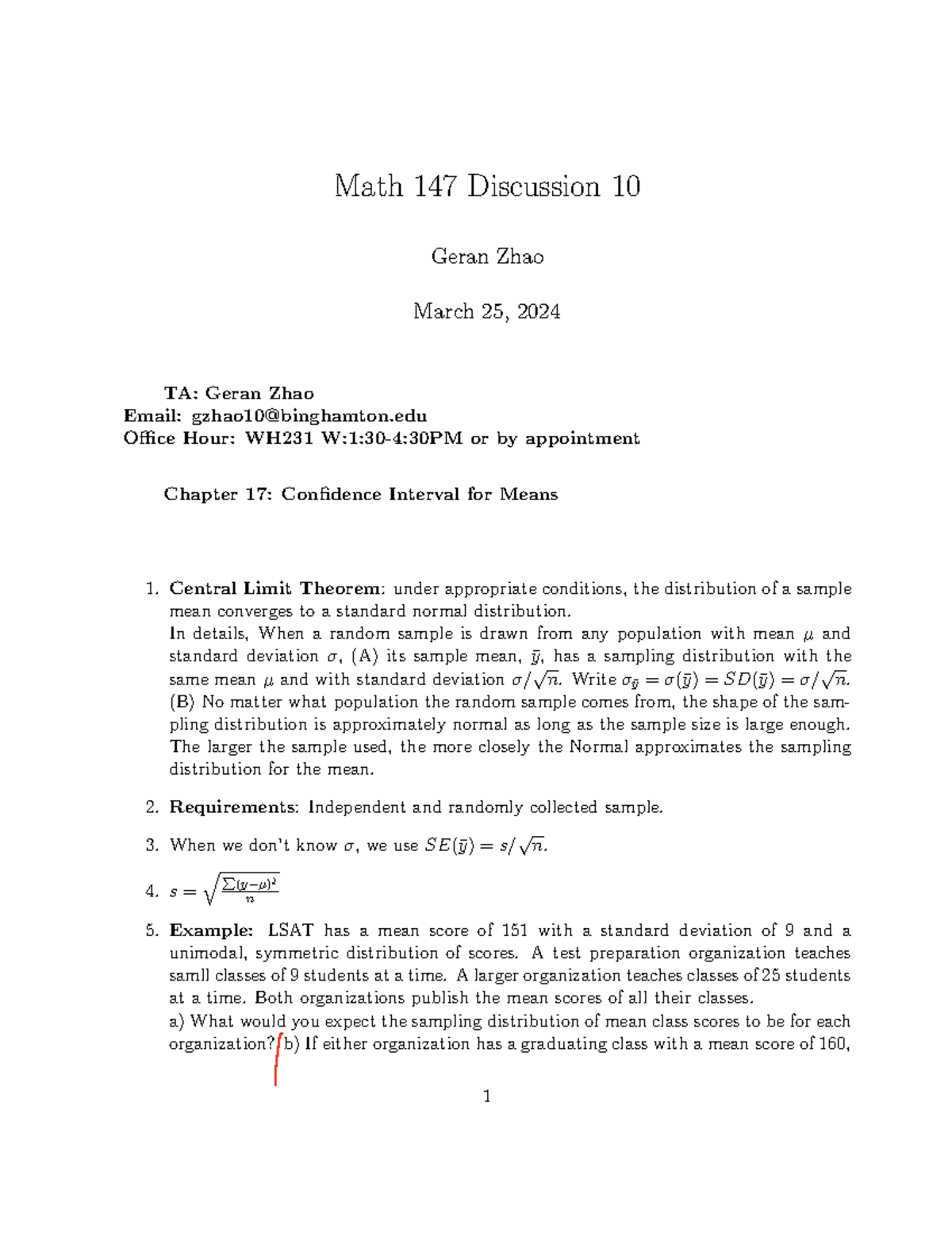 MATH 147 Discussion 2010 20 - Math 147 Discussion 10 Geran Zhao March ...