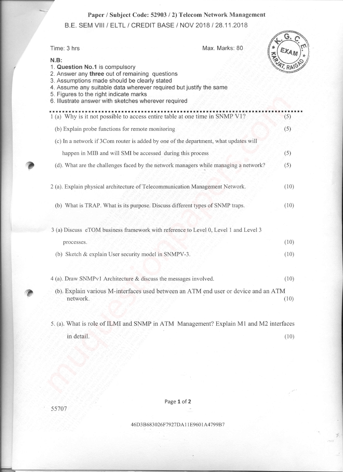 BE-EXTC SEM8 TNM DEC18 - Question Paper MU - Network Management In ...