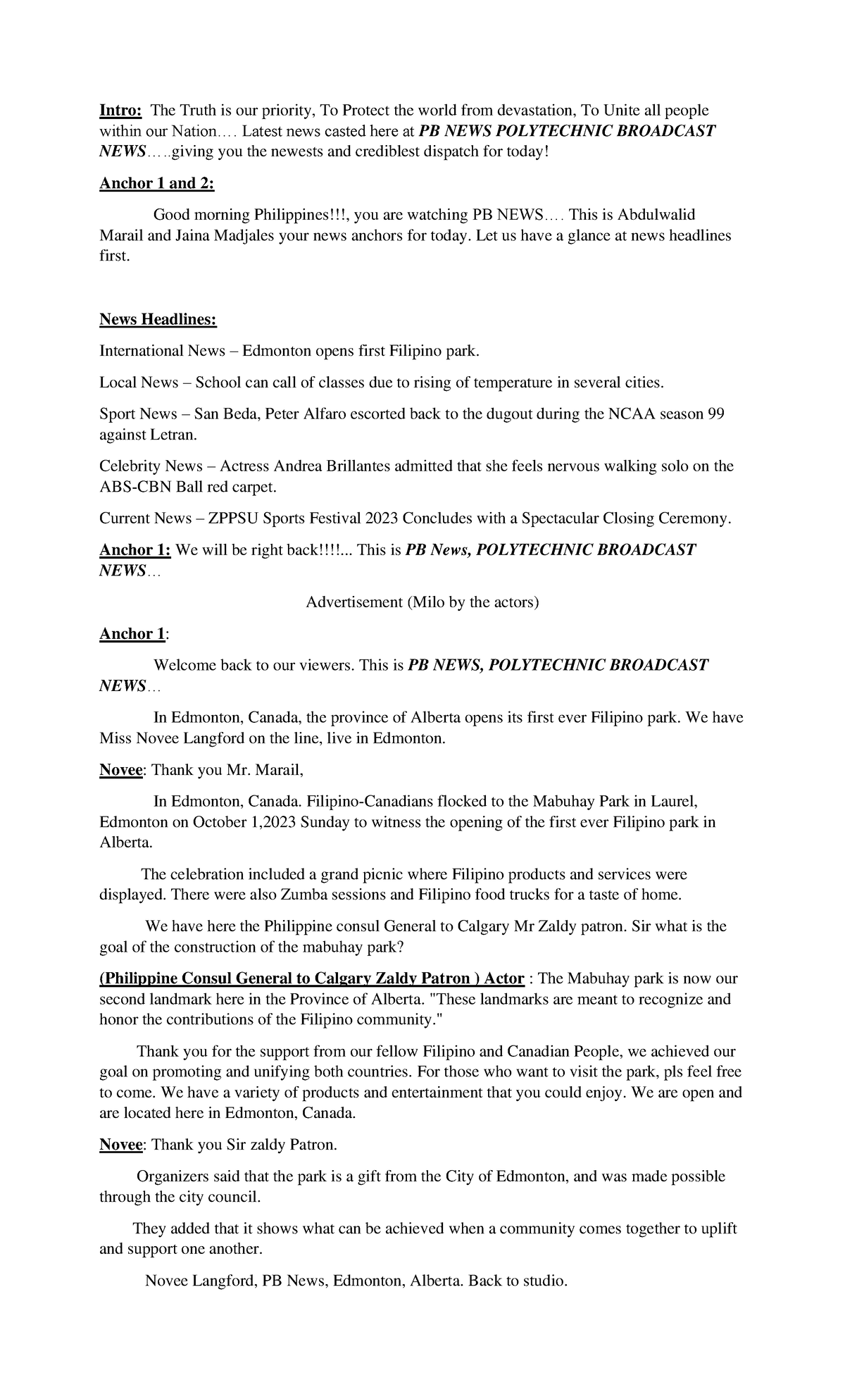 Broad Casting 2 none Intro The Truth is our priority, To Protect