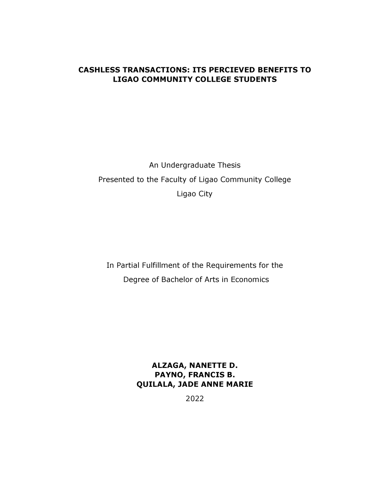 cashless economy research paper