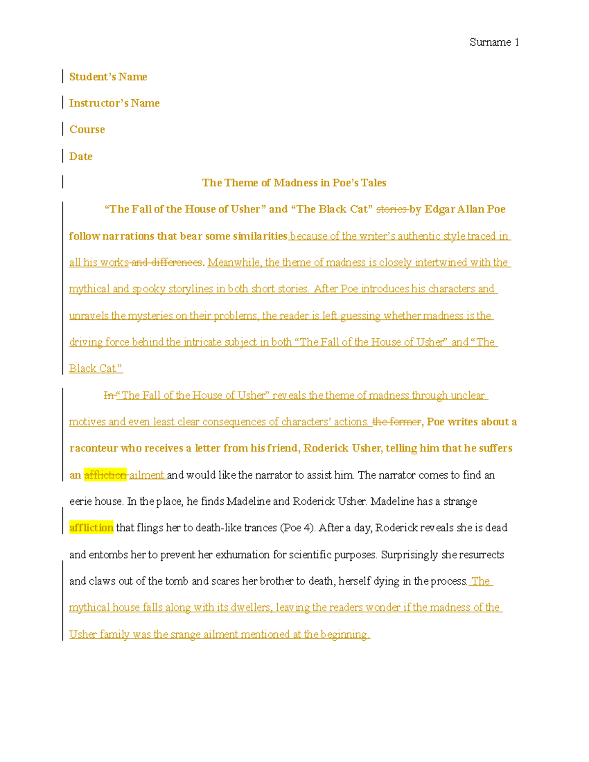 Take notes on this one - dgnh - Student’s Name Instructor’s Name Course ...