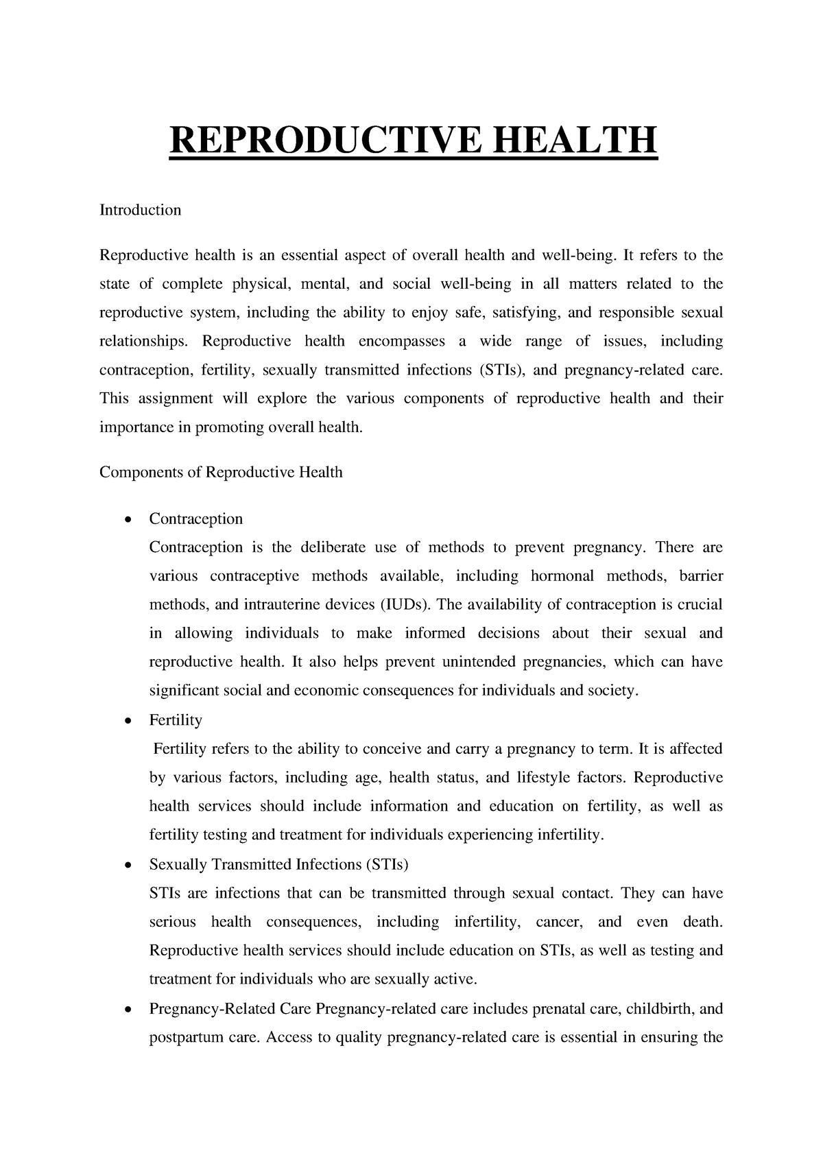 reproductive health argumentative essay