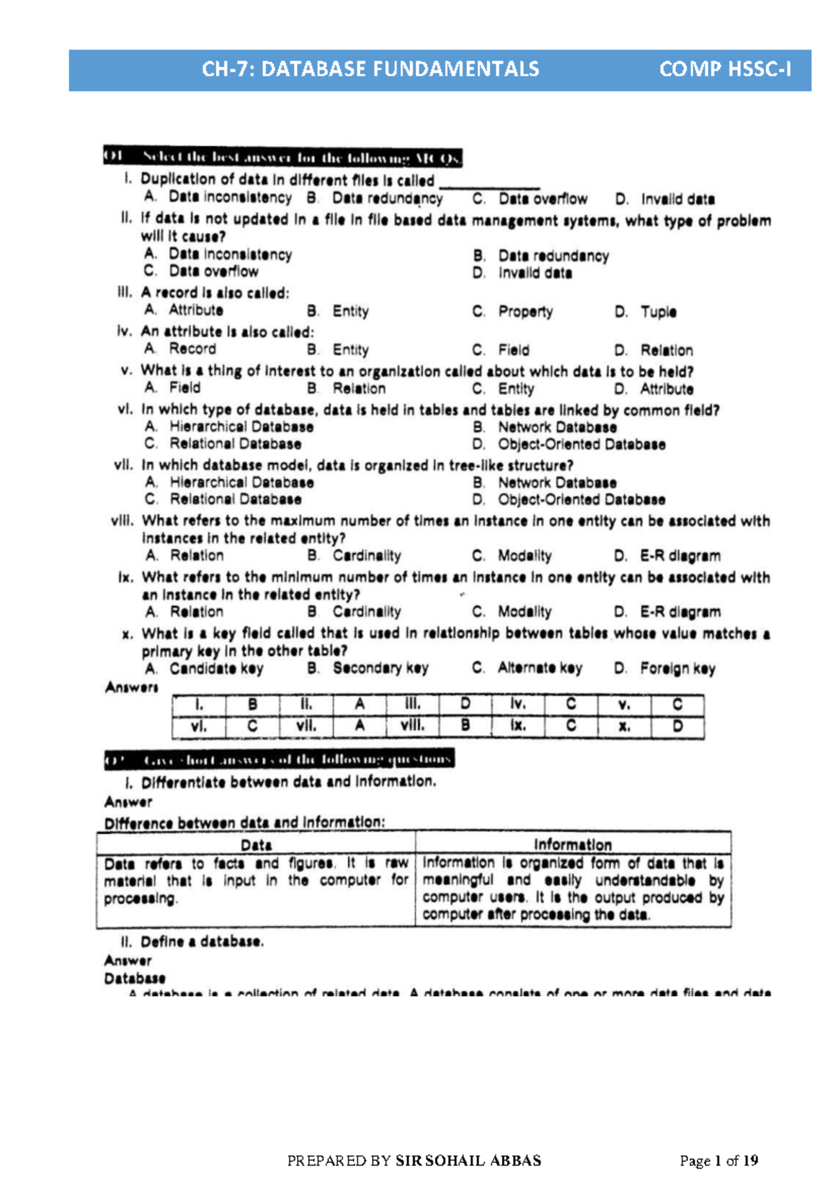 Ch 7 hssc i summary modern database management studocu