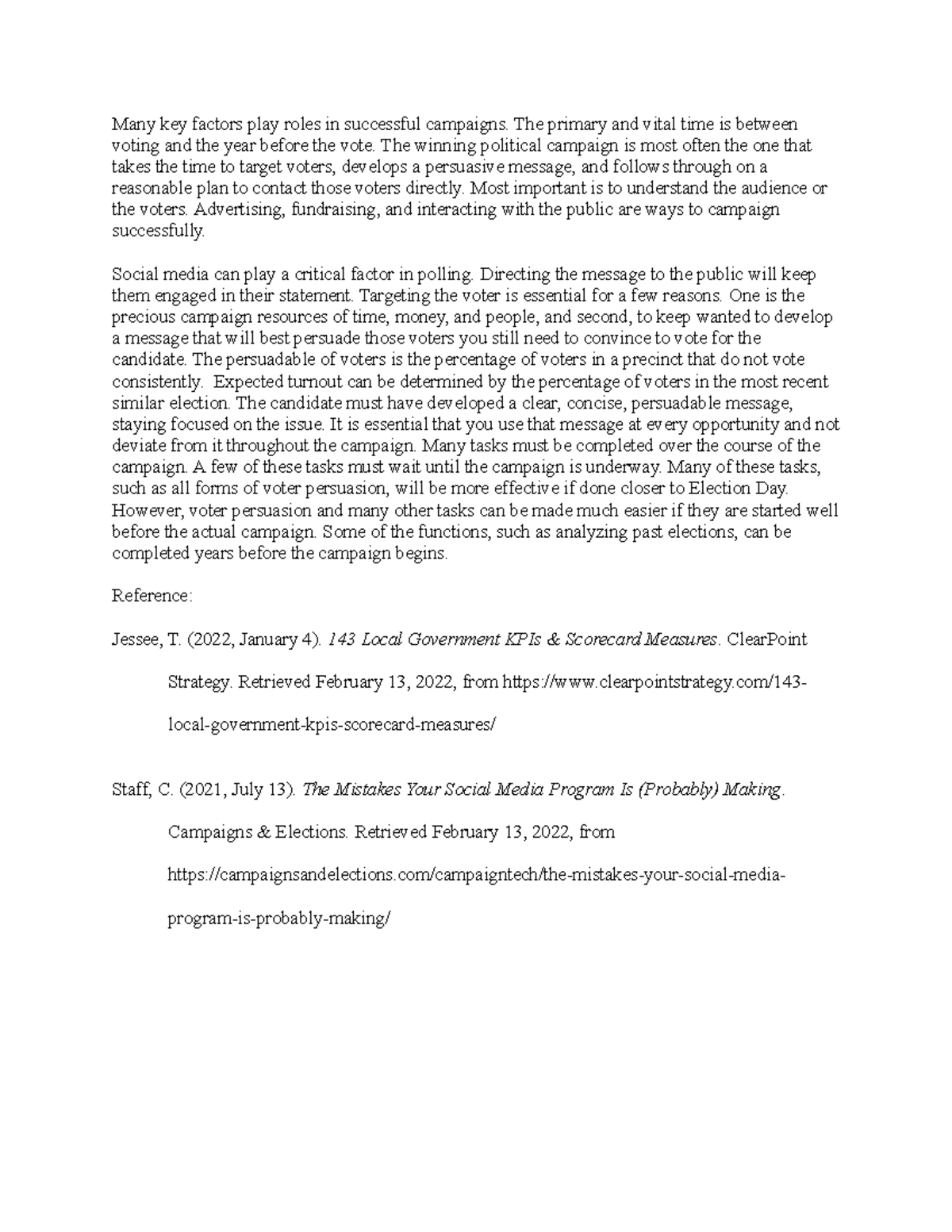 6-1 Discussion: Examining Campaign Success During the Campaign - Many ...