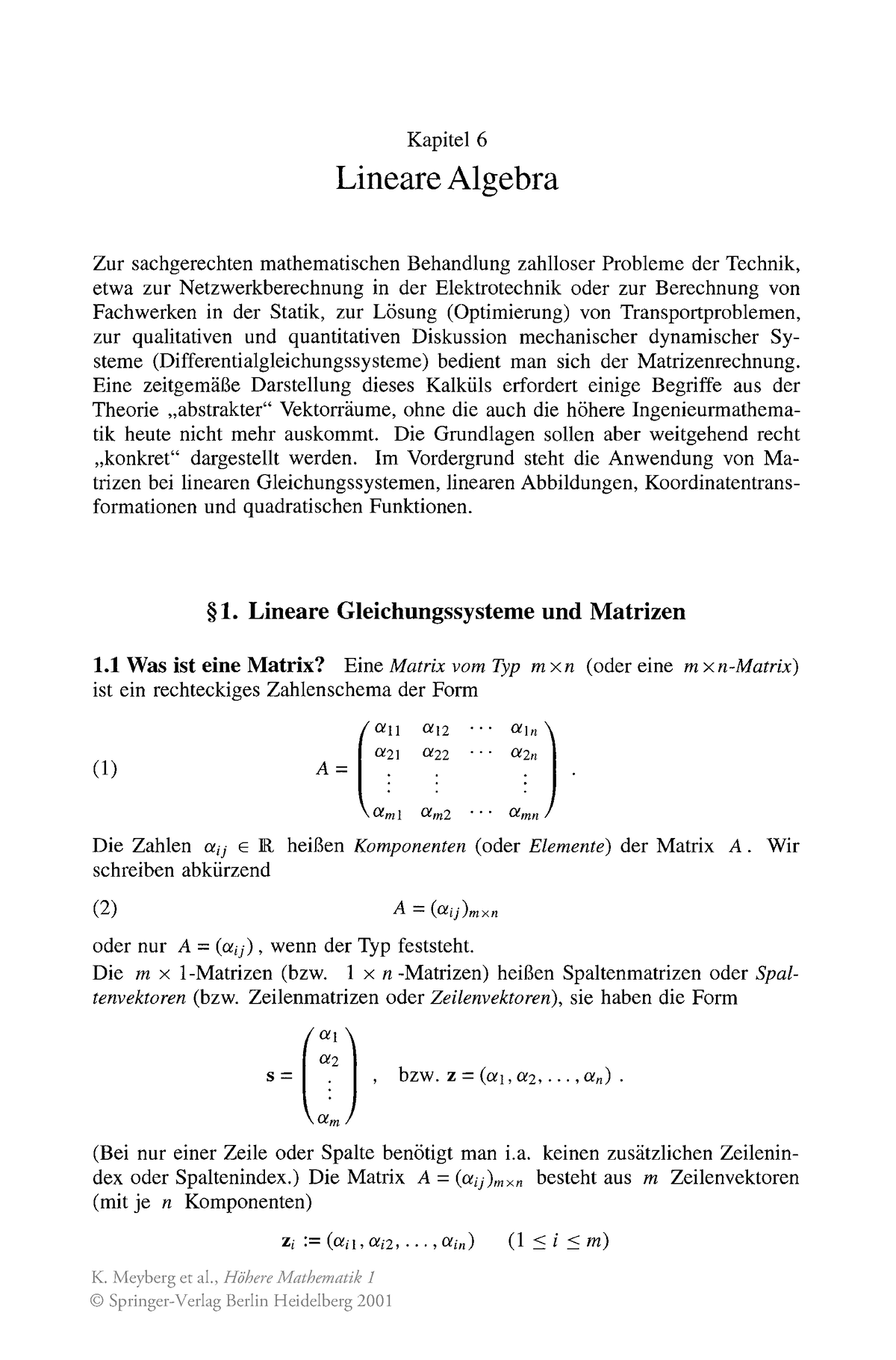 Linear Algera - Zusammenfassung - Kapitel 6 Lineare Algebra Zur ...