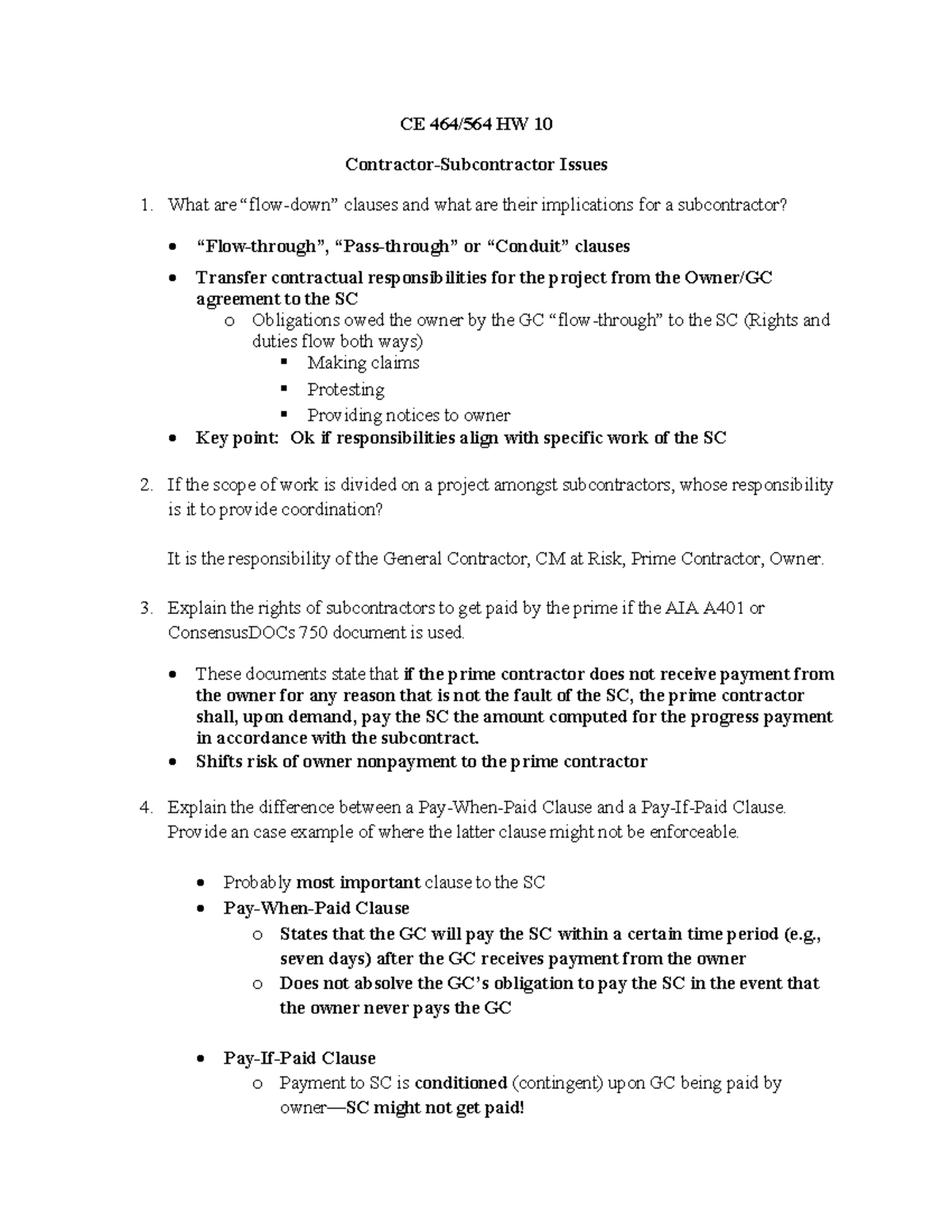 HW 10 Contractor-Subcontractor Issues - Kennaugh - CE 464/564 HW 10 ...