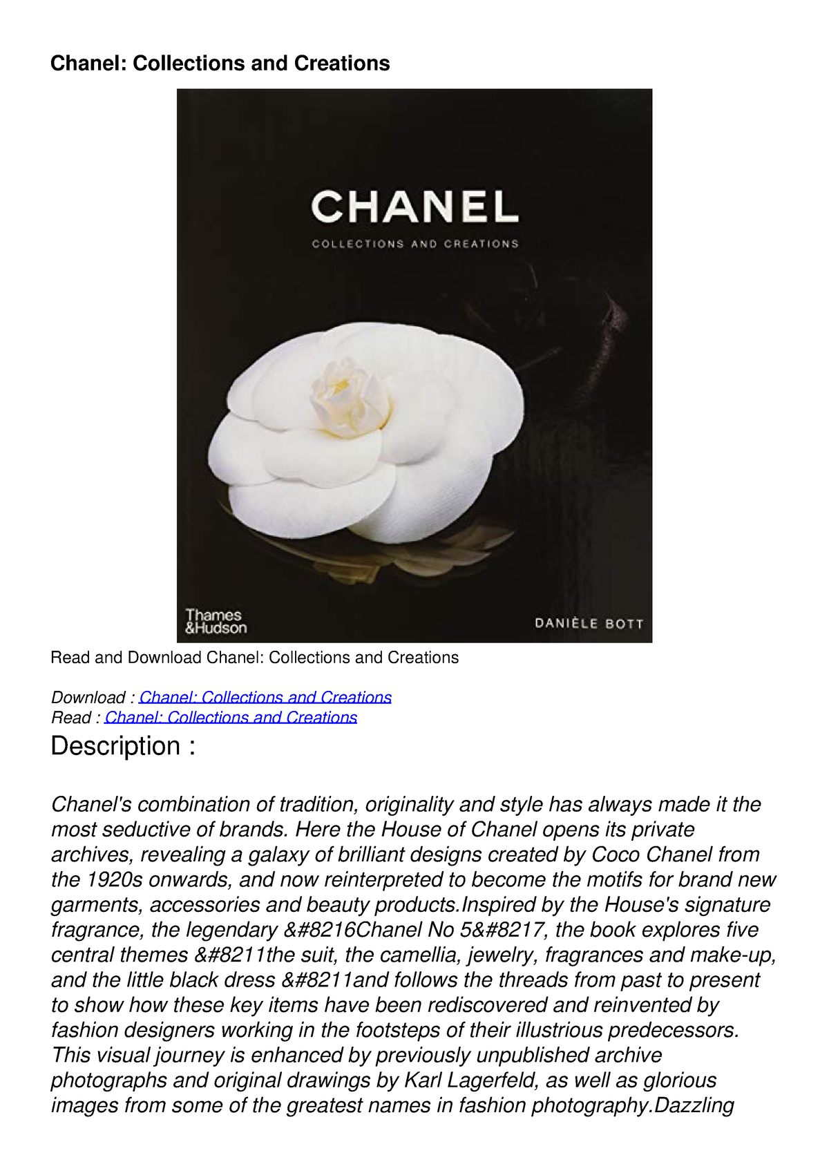 EPUB Chanel: Collections and Creations ONLINE BOOK - Chanel