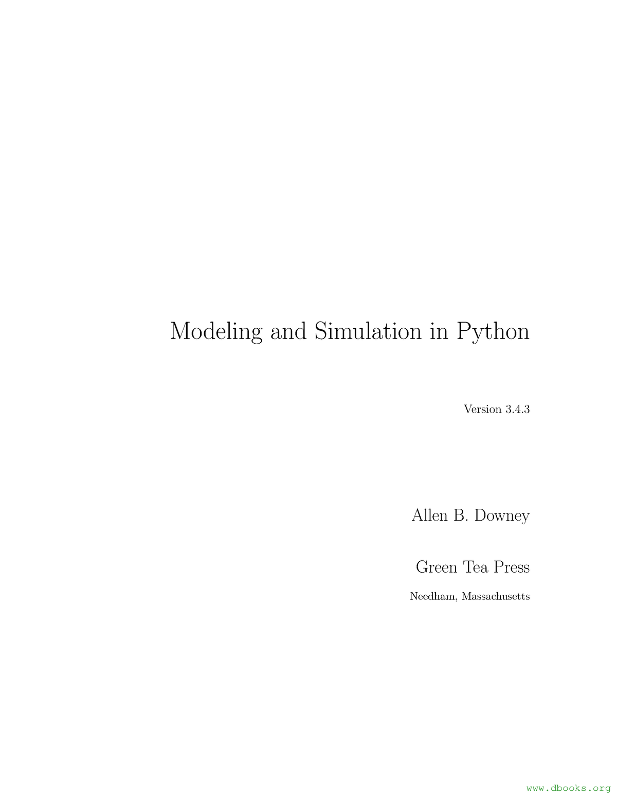 Modeling In Python - Modeling And Simulation In Python Version 3. Allen ...