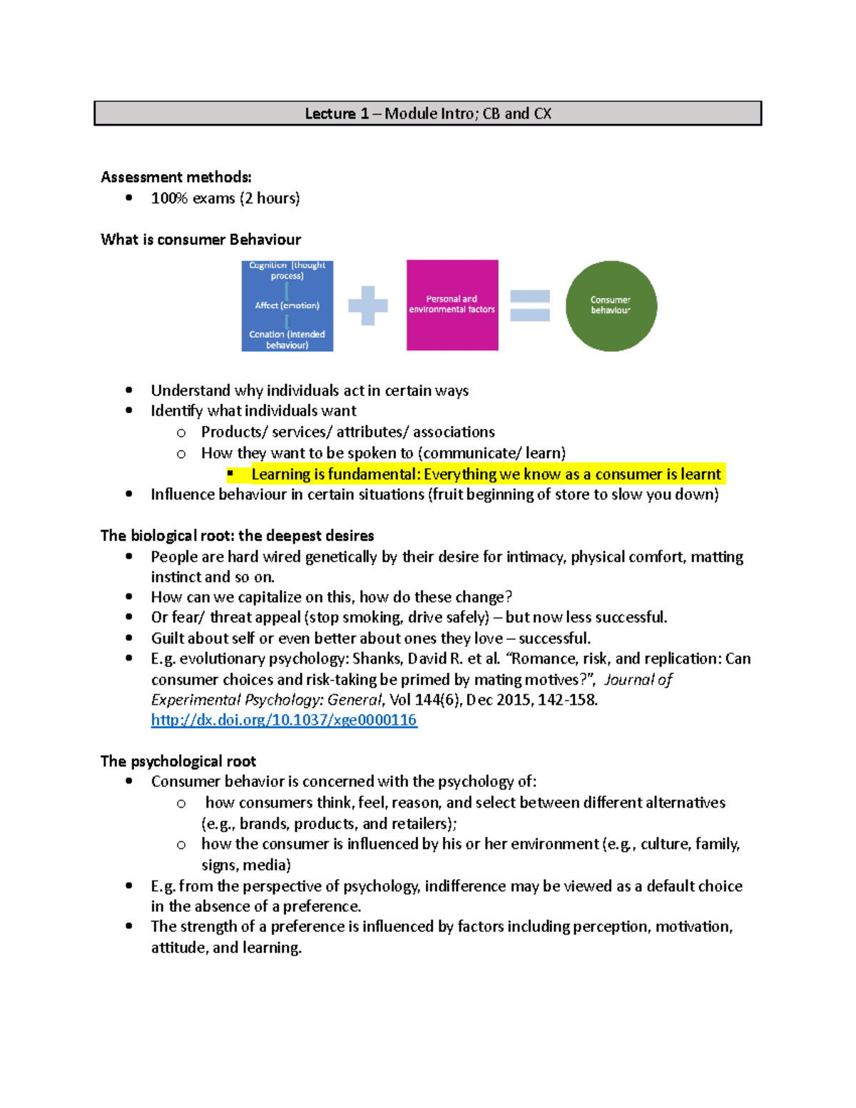 WBS Consumer Behaviour Lecture 1 - Lecture 1 – Module Intro; CB and CX ...