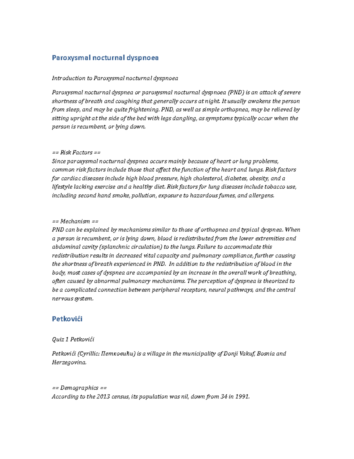 PSY167 Assignment Paroxysmal nocturnal dyspnoea - Paroxysmal nocturnal ...