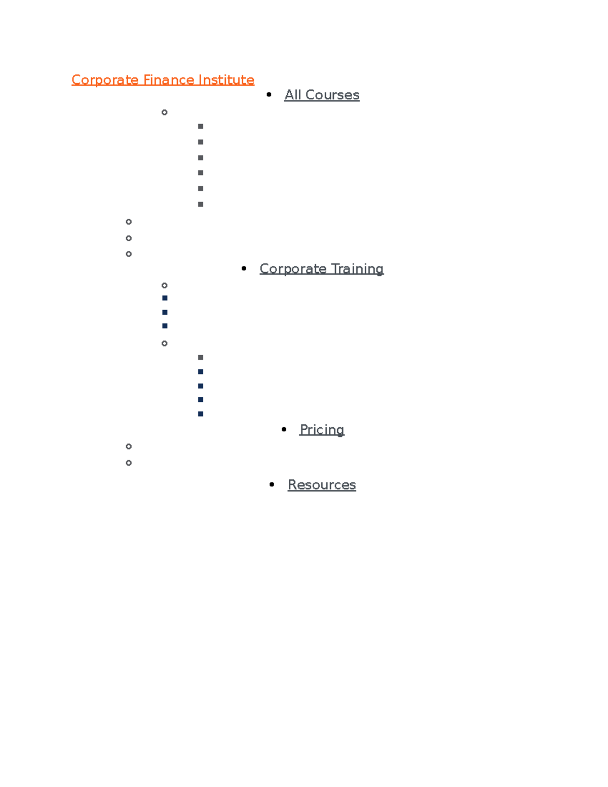 Descriptions of products - Corporate Finance Institute All Courses o o ...