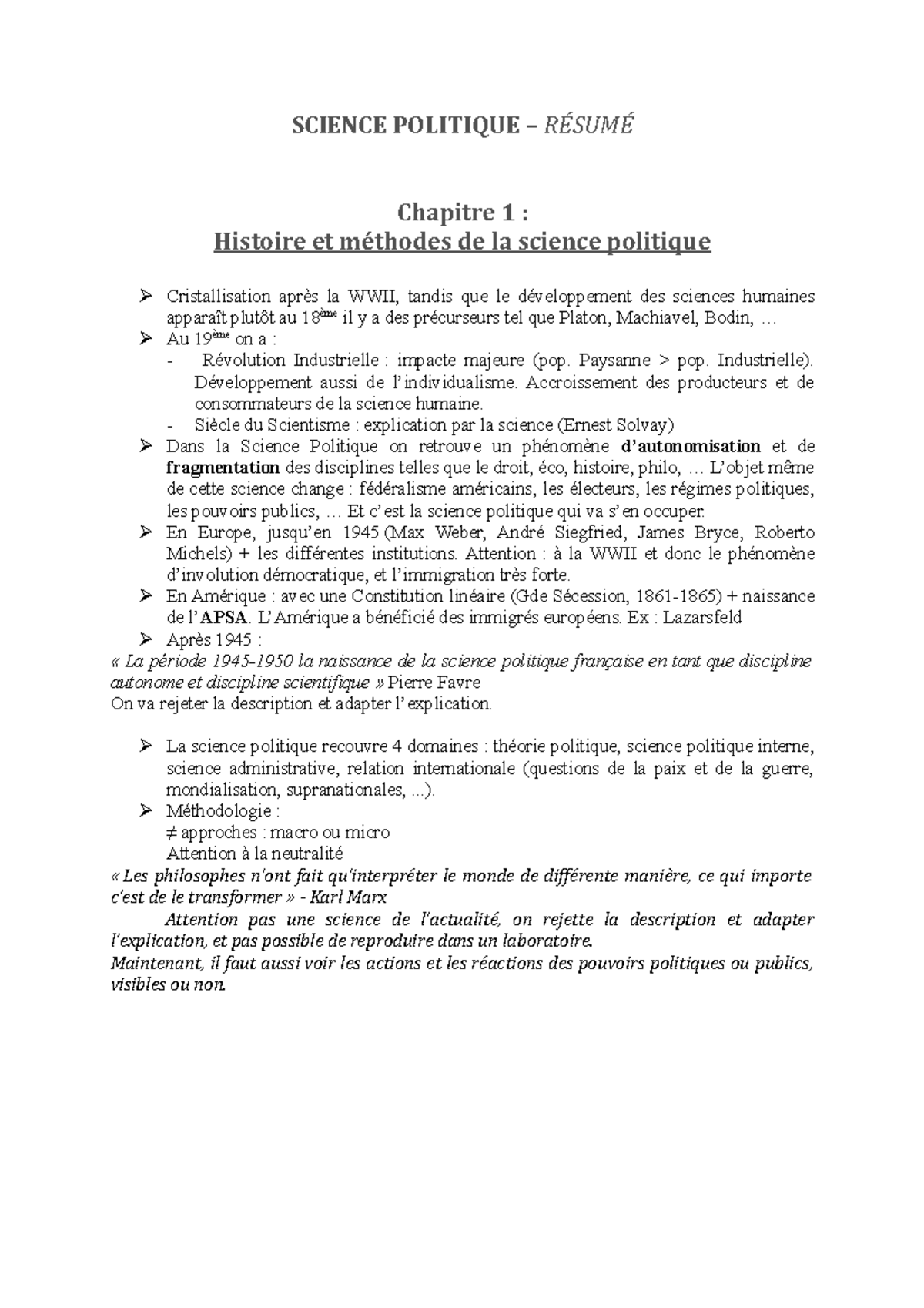 Science-Po-résumé - complet - SCIENCE POLITIQUE – RÉSUMÉ Chapitre 1 ...