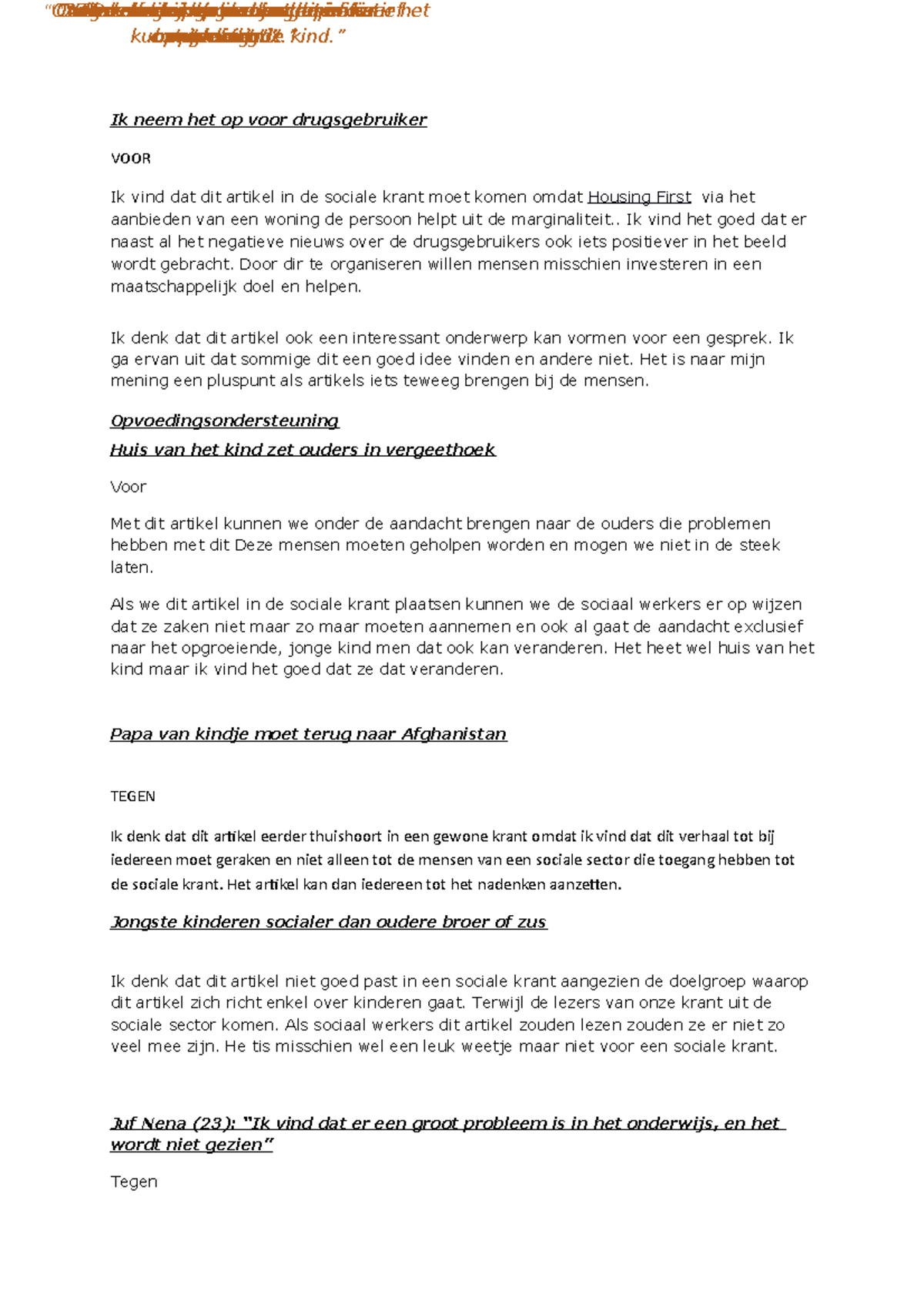 Argumenten sociaal werk Communicatie KdG Studocu