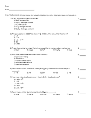 Organic Chemistry 1 practise questions 1 - Question 1 a) Consider the ...