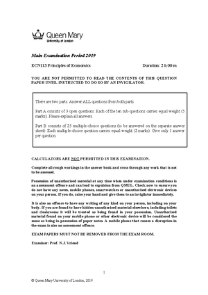 Week 8 - Summary Principles of Economics - ECN113 – Week 8 – Social ...