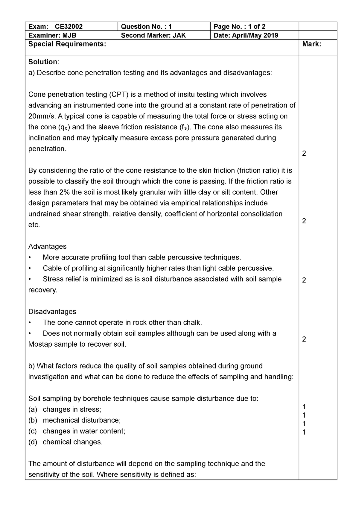 CE32002 Exam Answer Semester 2 2019 Final - Examiner: MJB Second Marker ...