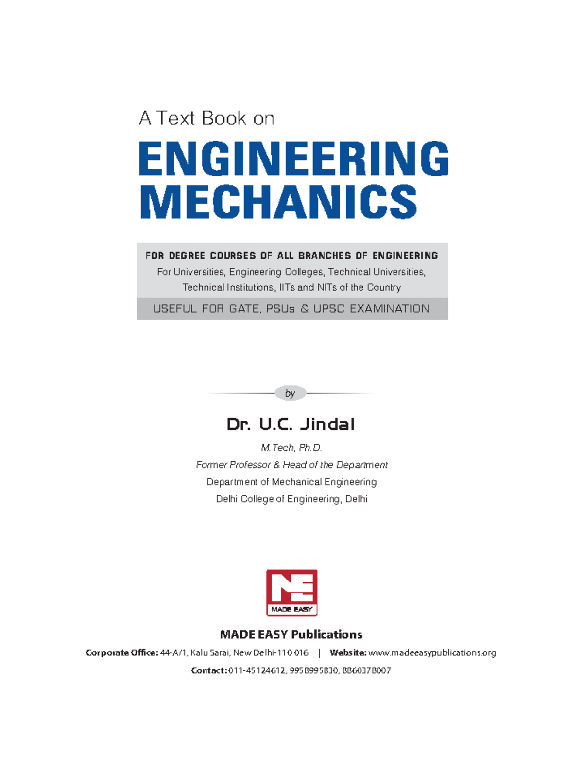 AtextbookonEngineeringMechanics U.C. Jindal Dr. U. Jindal M, Ph