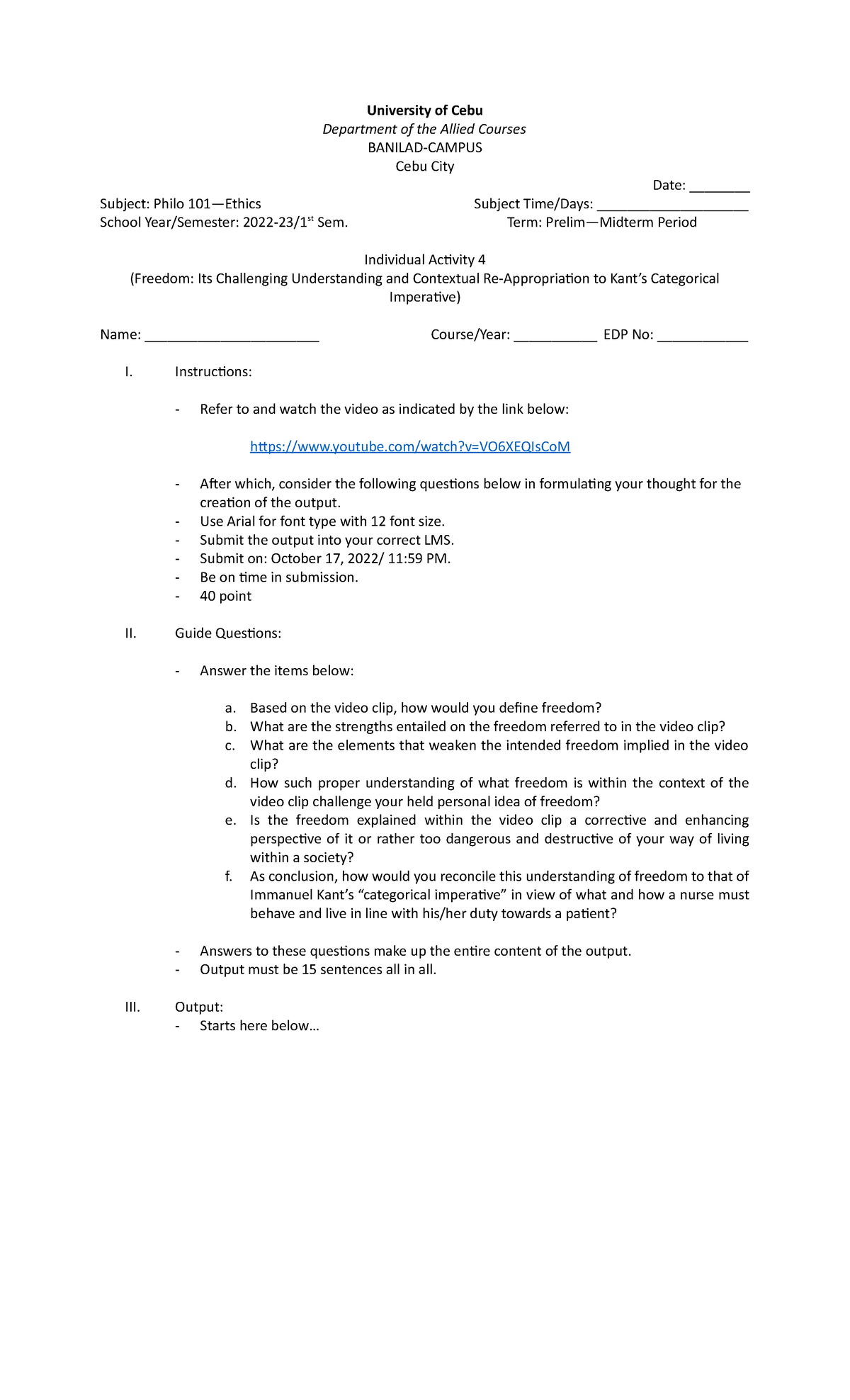 Individual activity 5-Freedom-Its Challenging Understanding and ...