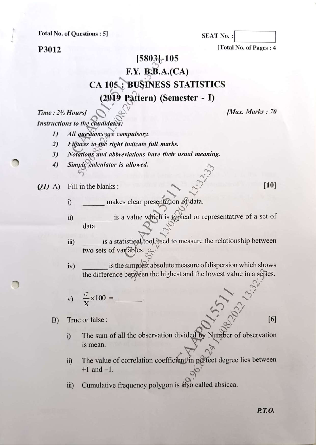 Business Statistics - BBA - Studocu