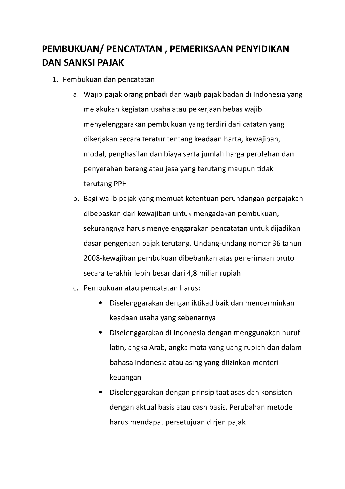 Pembukuan Atau Pencatatan Pemeriksaan Penyidikan Dan Sanksi Pajak Pembukuan Pencatatan 0764