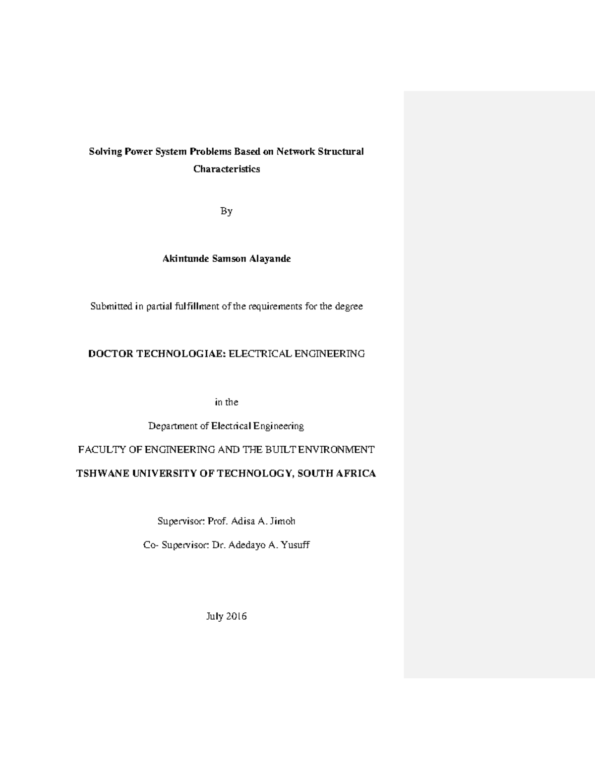 Thesis-Alayande - PhD Thesis - Solving Power System Problems Based on ...