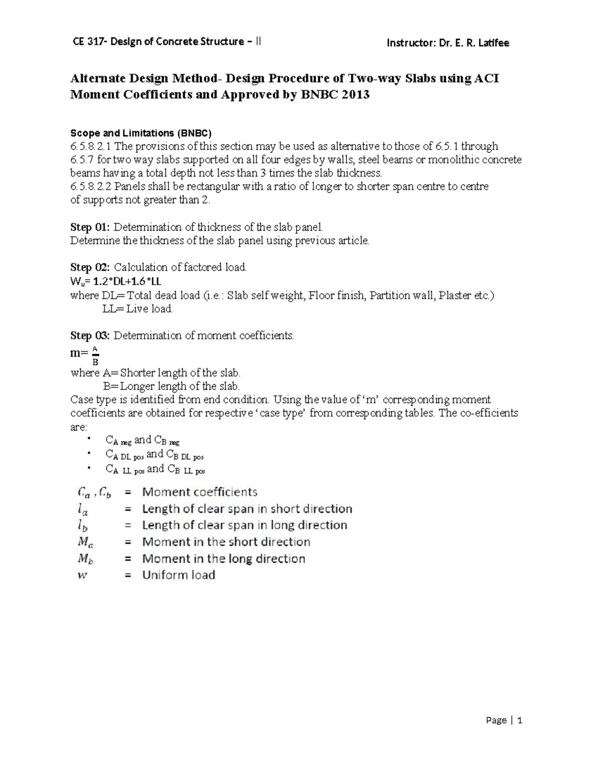 Alternate design method- design procedure of two-way slabs using aci ...