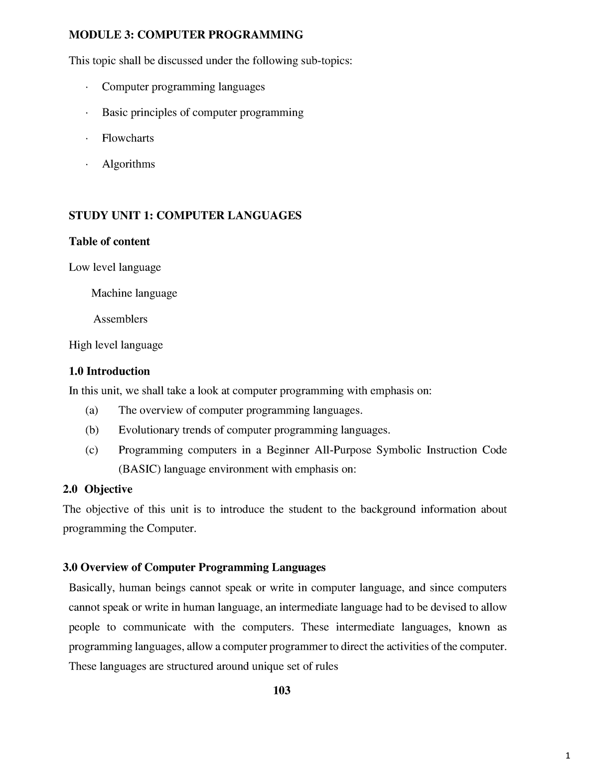 GST103 Module 3 - MODULE 3: COMPUTER PROGRAMMING This Topic Shall Be ...