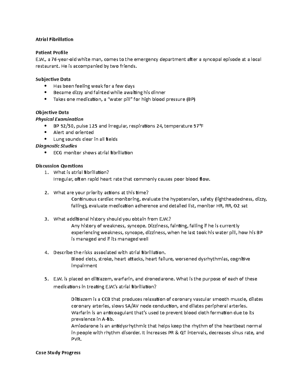 case study on atrial fibrillation