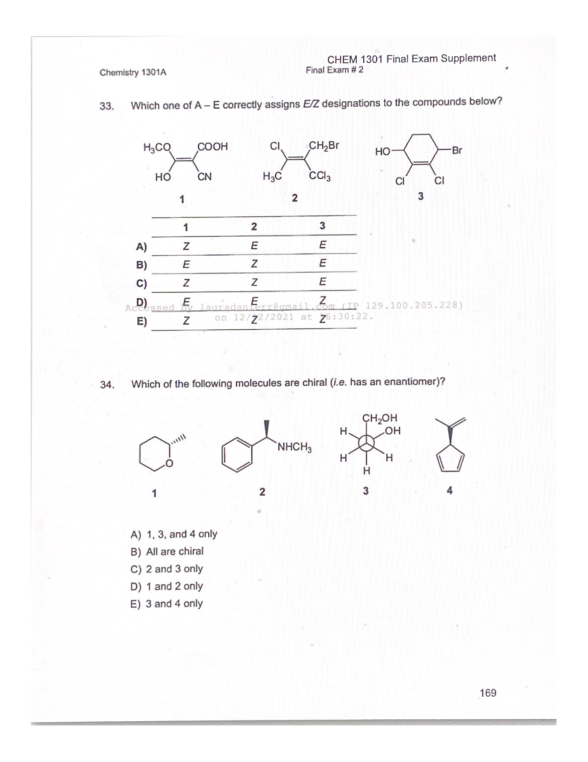 CHEM 1301 Final Exam Supplement 5 - CHEM1301 - Studocu