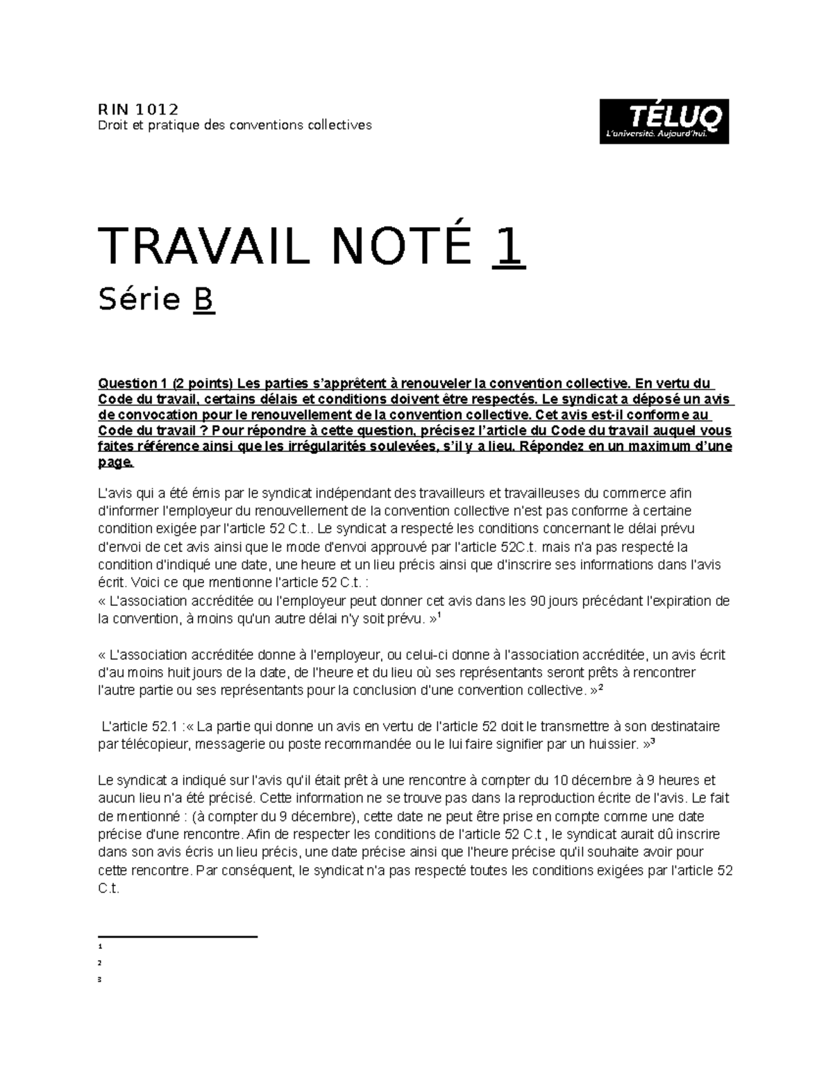 RIN1012 TN1 Serie B - Droit Et Pratique Des Conventions Collectives ...