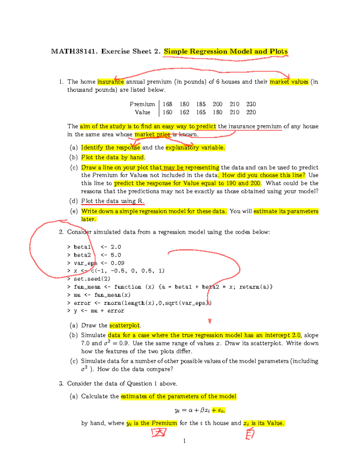 Exercise 2 - Linear correlation - MATH38141. Exercise Sheet 2. Simple ...