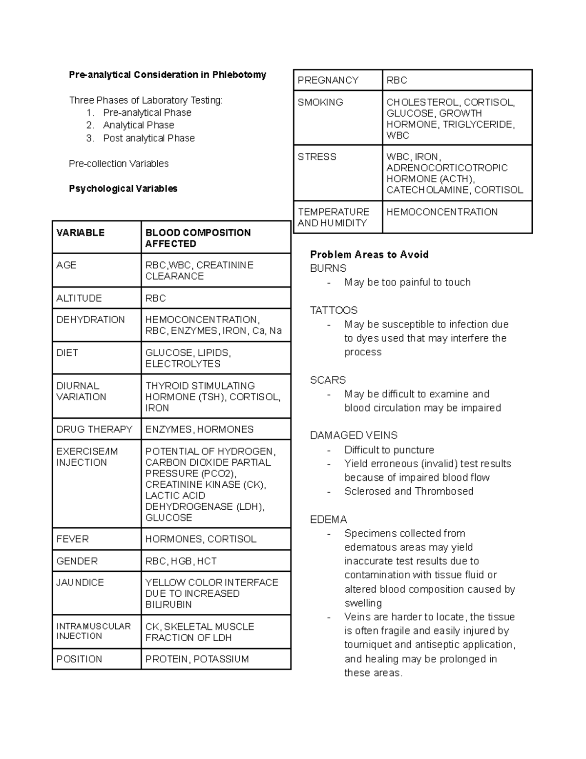 K afaeffafasafaef Preanalytical Consideration in Phlebotomy Three