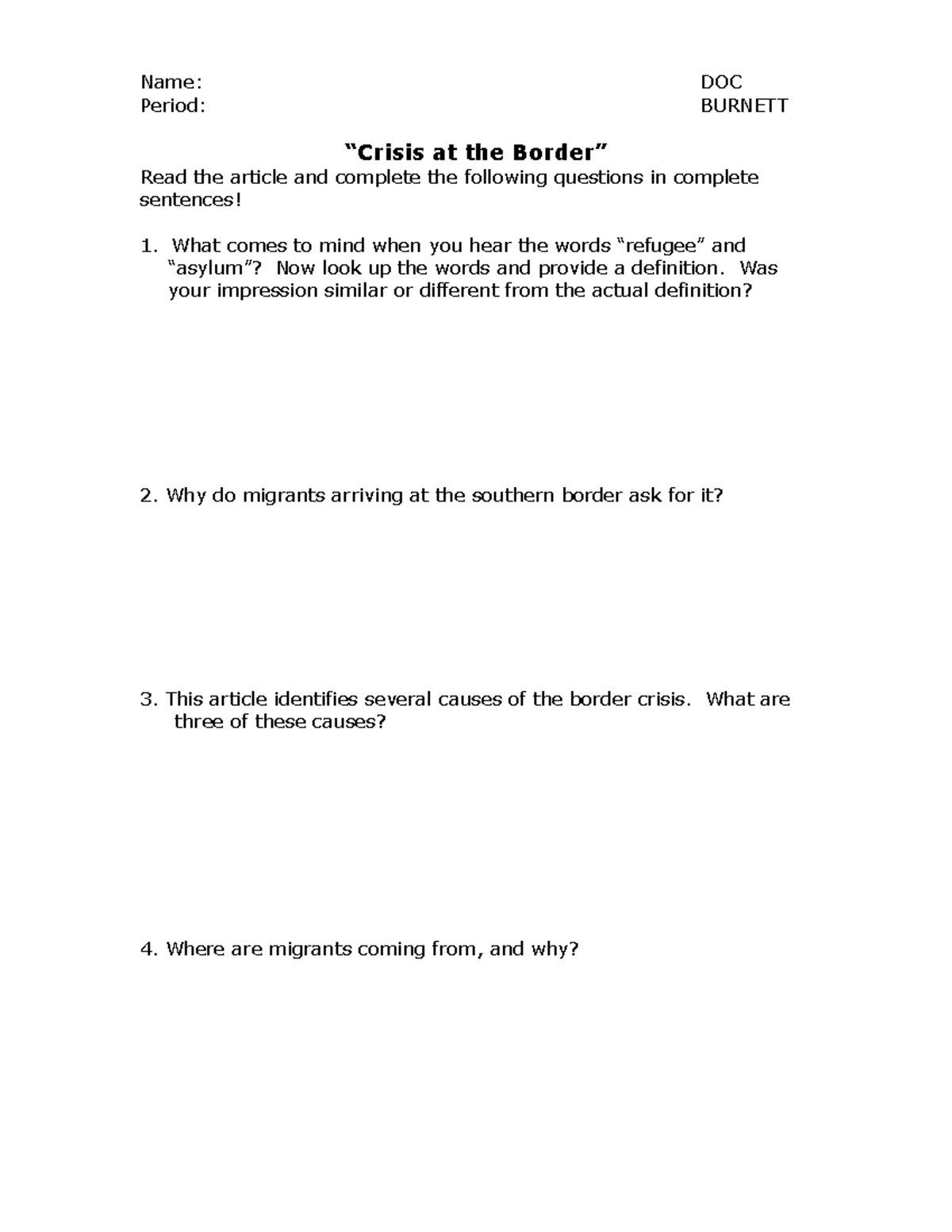 Crisis+at+the+Border - Name: DOC Period: BURNETT “Crisis at the Border ...