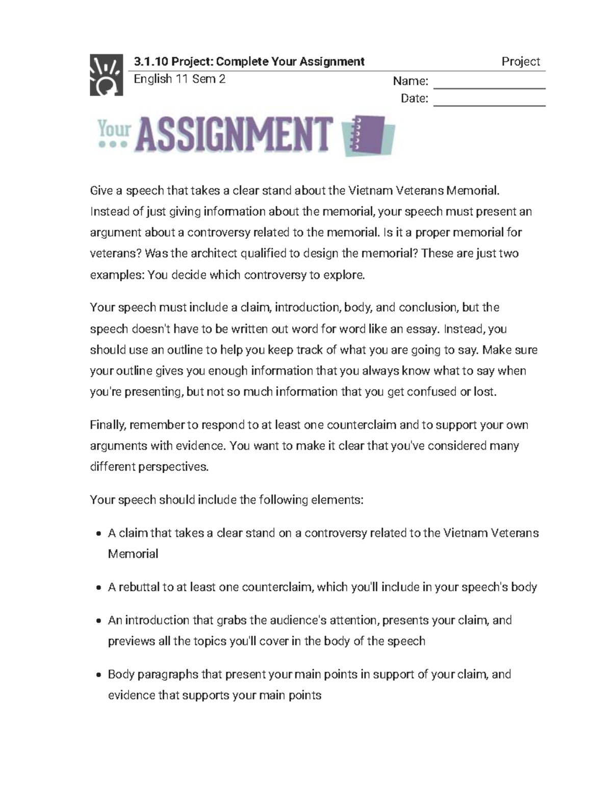 3.1.10 Project - Complete Your Assignment (Project) - 3.1 Project ...