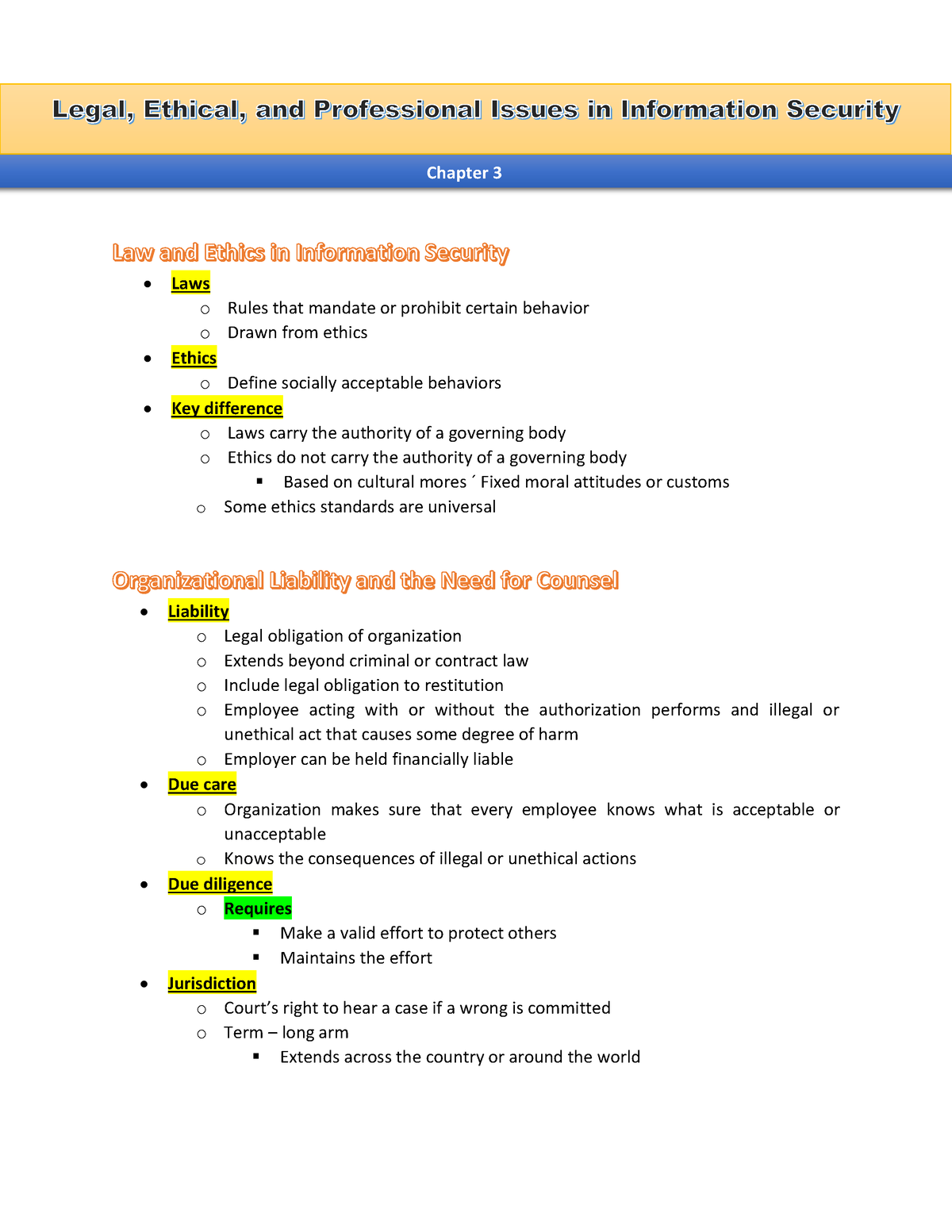 legal ethical and professional issues in information security essay