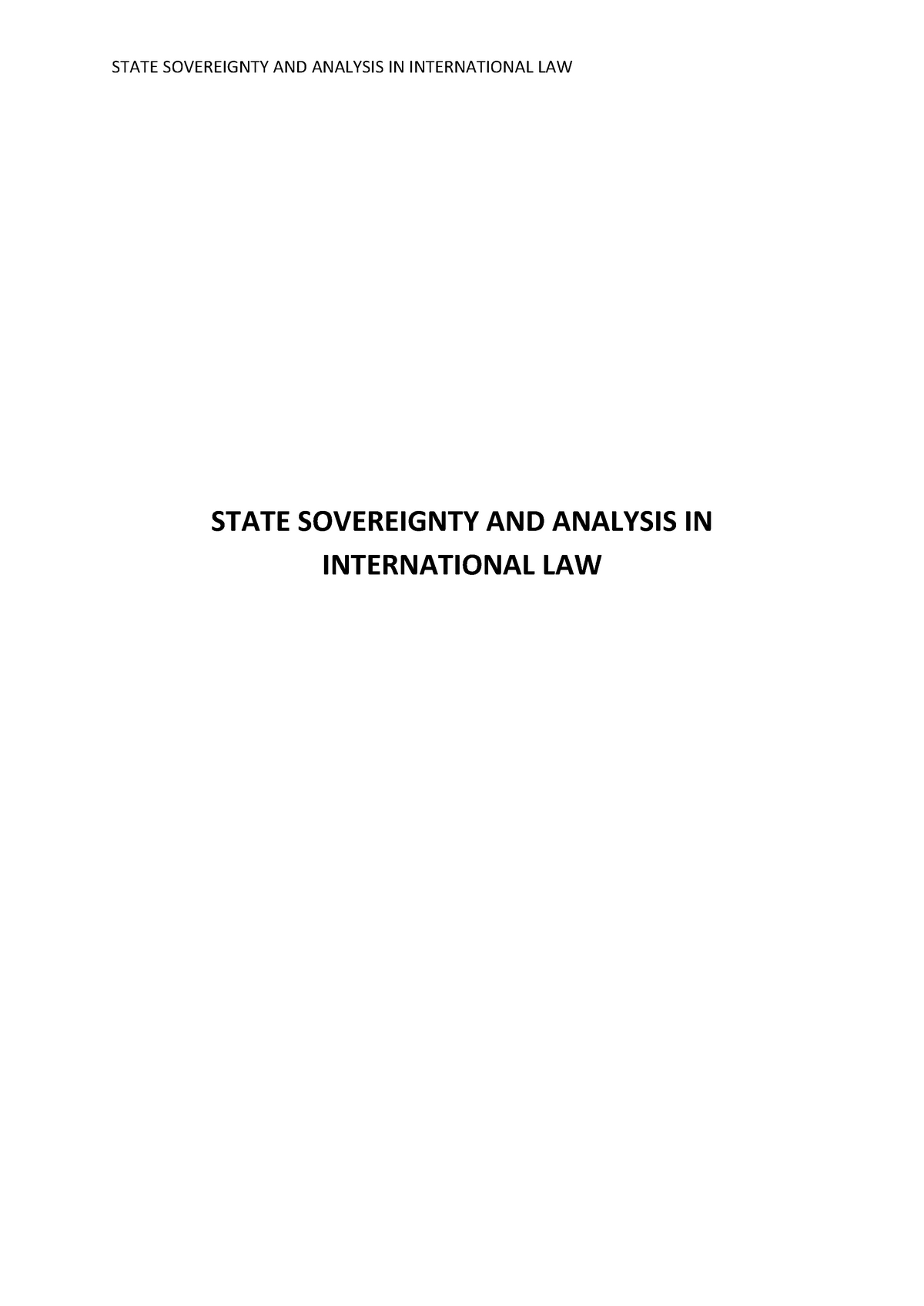 state sovereignty international law essay