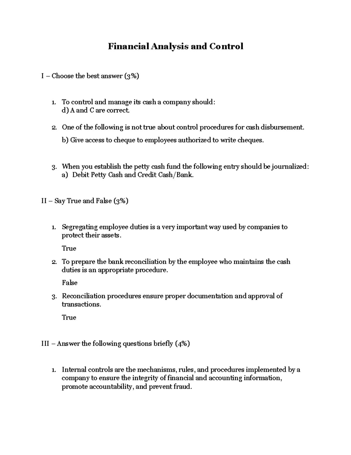 financial performance analysis assignment