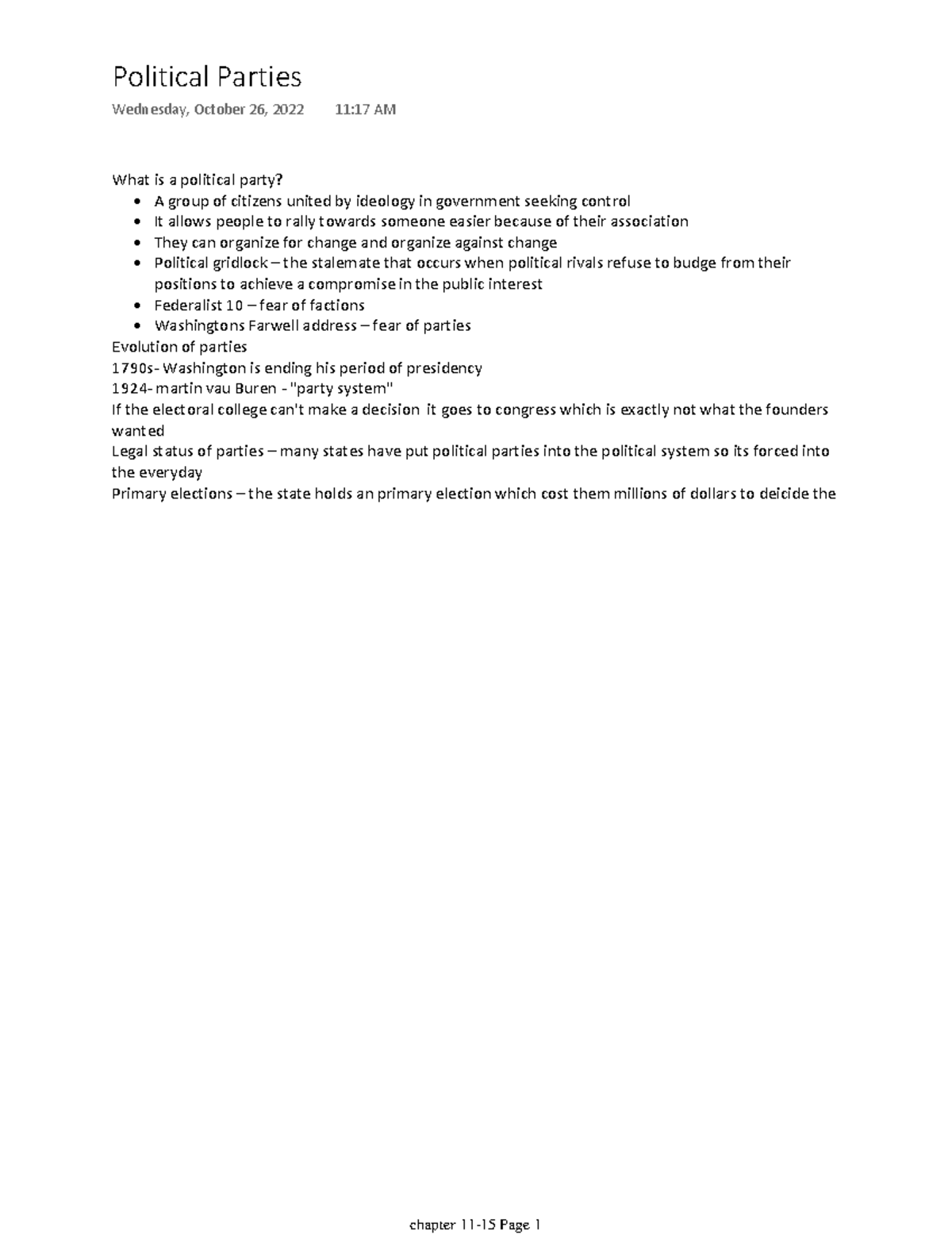 Political Parties - Notes from the textbook, Keeping the republic and ...