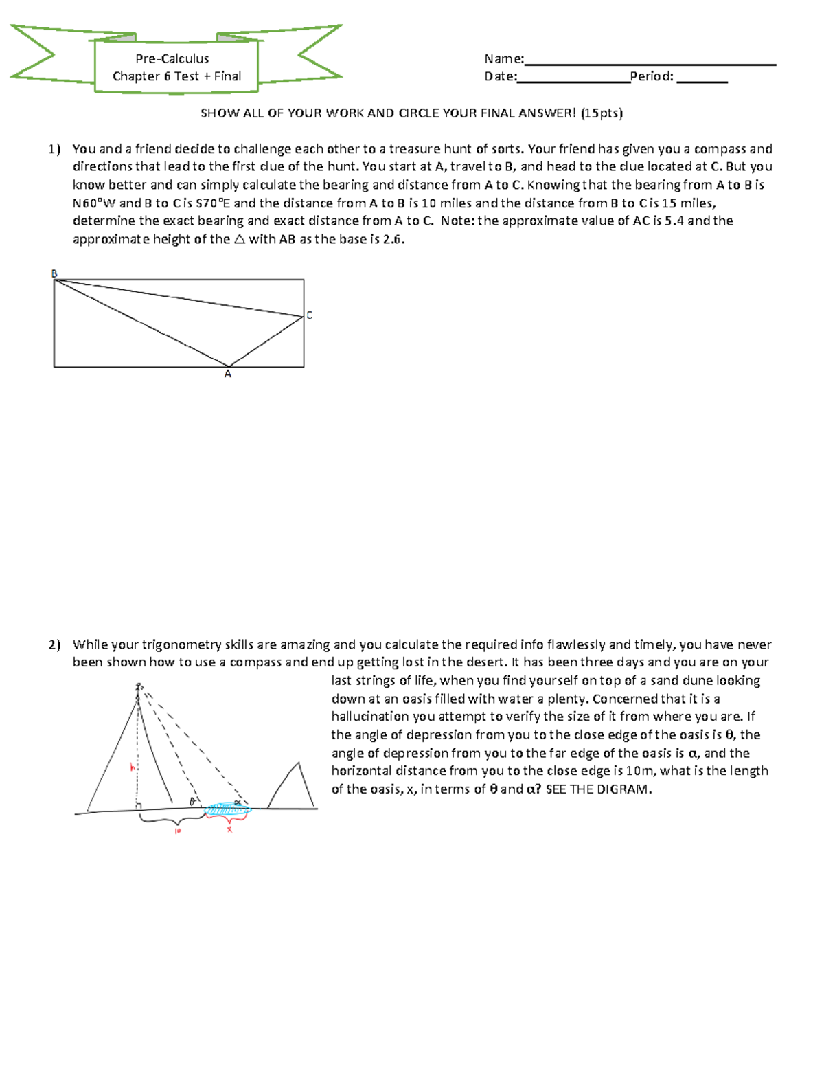 Ch 6 Test Plus Final - Test - Pre-Calculus Name: Chapter 6 Test + Final ...