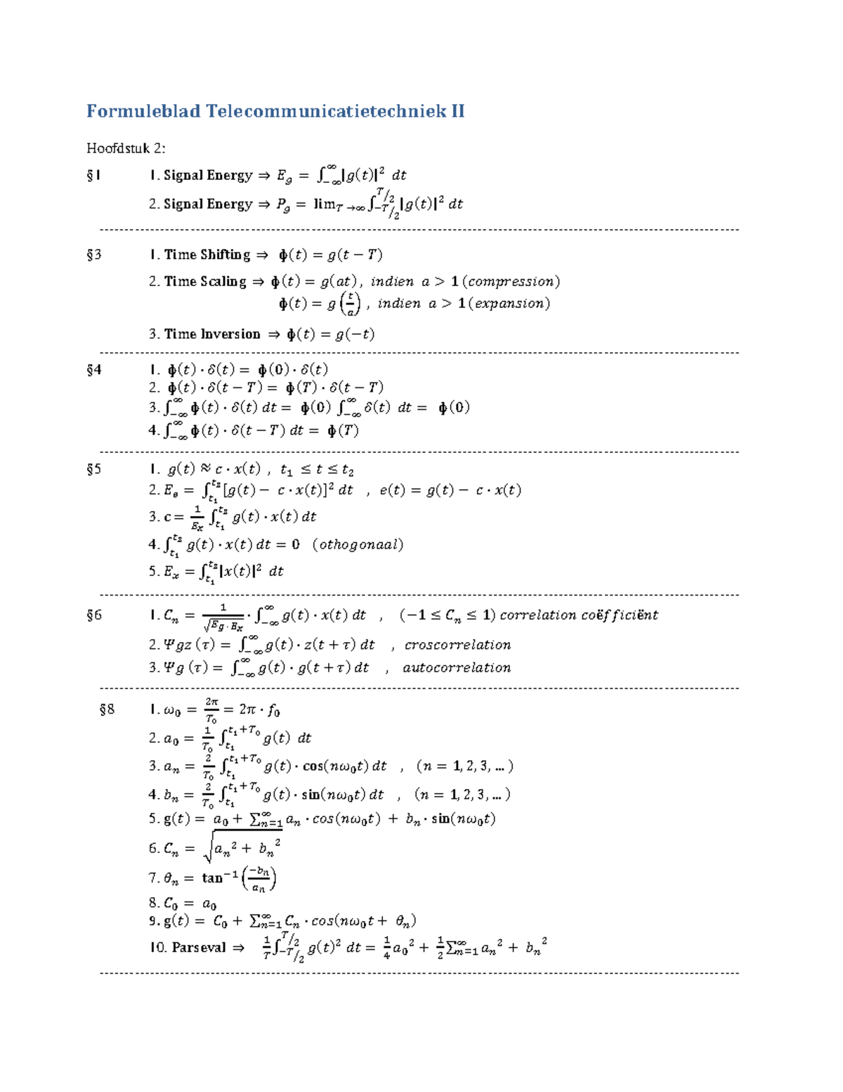 Formuleblad Telecom II - Formuleblad Telecommunicatietechniek II ...
