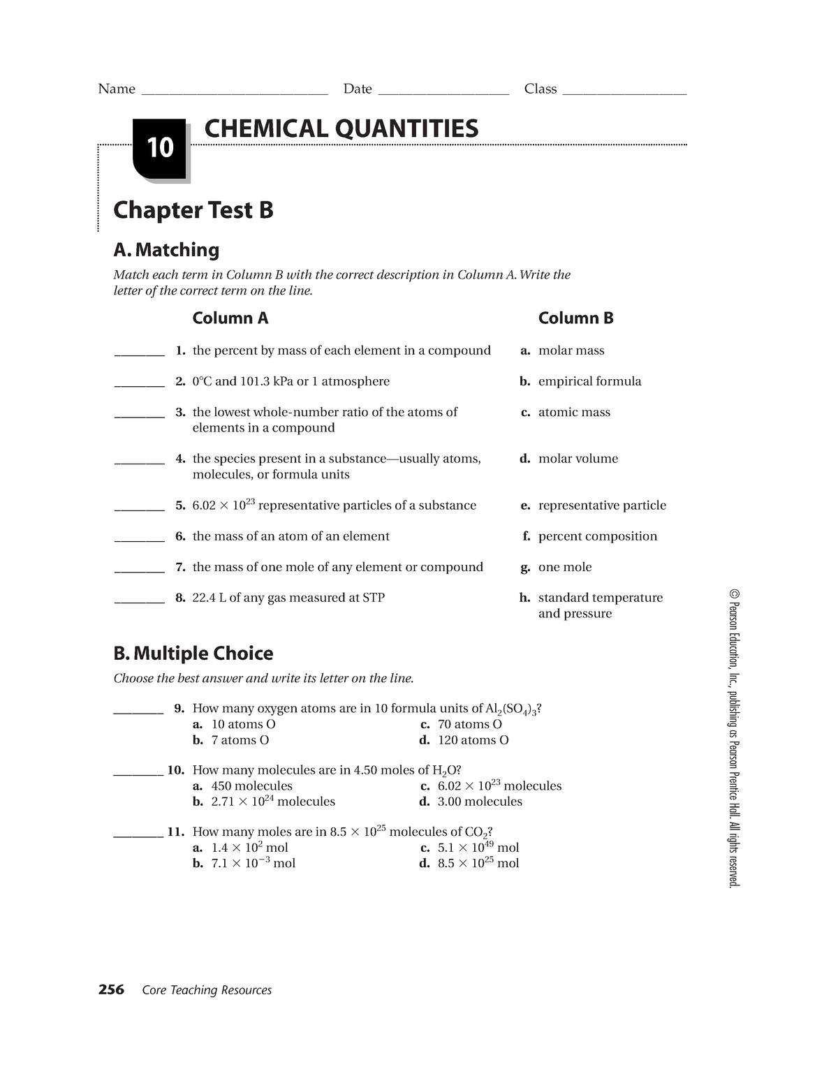 Chctb 10 - Vdvd - 256 Core Teaching Resources Chapter Test B A ...