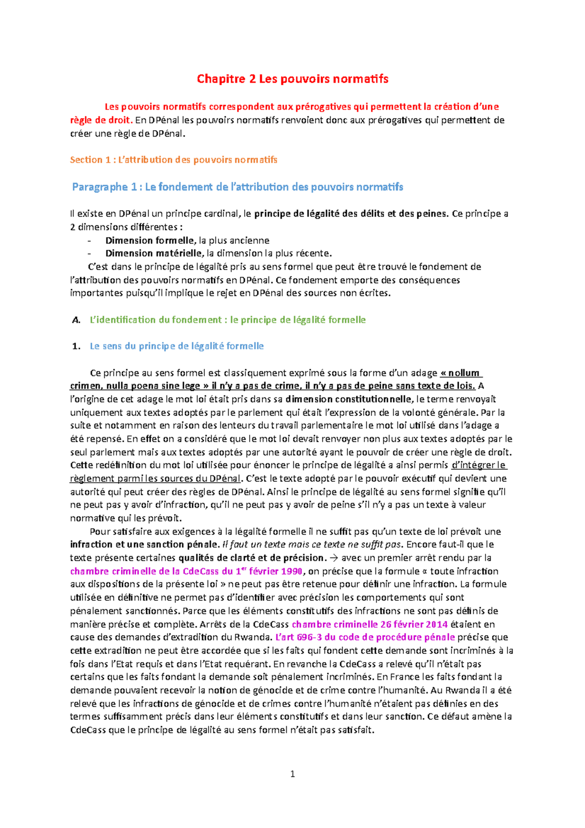 Droit Pénal Partie 1 Titre 1 Chap 2 - Chapitre 2 Les pouvoirs normatifs ...