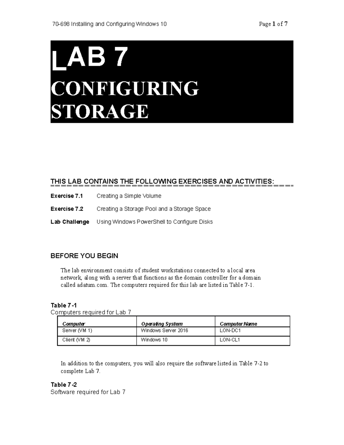 Lab07 Configuring Storage lab material which will be helpfull to ...